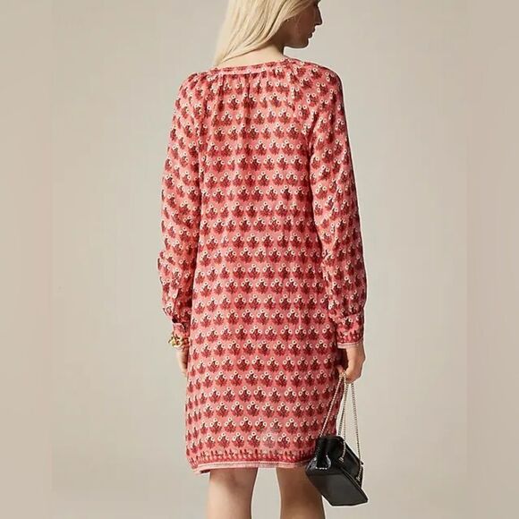 NWT JCREW Cabana in block-print ramie red mini dress with waist tie size XXL - Picture 2 of 9